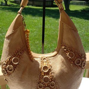 Cole Haan Natural Straw / Leather Purse